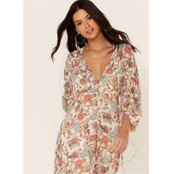 NWT Free People Earth Folk Tea Combo Maxi Dress S - Picture 1 of 14